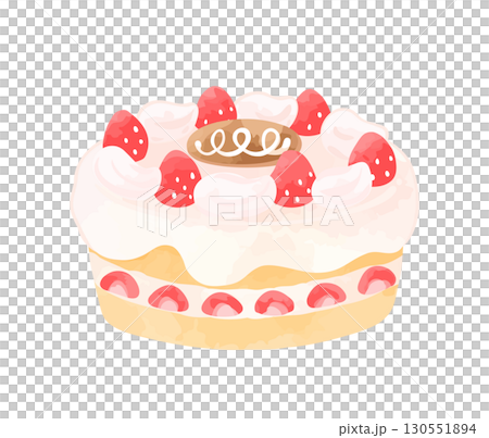 苺が乗った生クリームのホールケーキ 苺が乗った生クリームのホールケーキ 130551894