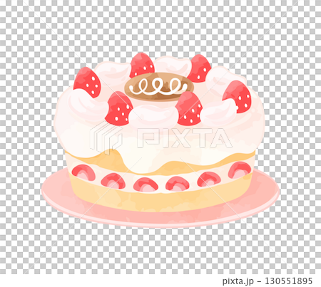 整個蛋糕配新鮮奶油和草莓 130551895
