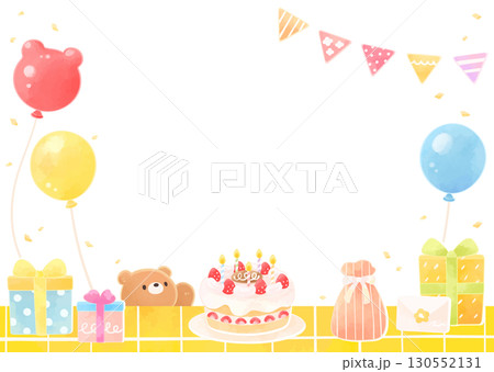 子供のお誕生日会のイラストフレーム 130552131