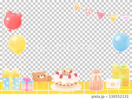 子供のお誕生日会のイラストフレーム 130552131