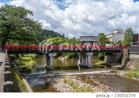 Nakabashi Bridge over Miyagawa River in Takayama, Japan 130552370