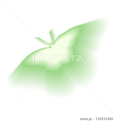 Smooth gradient butterfly shape. Y2k retro forms. Green icon isolated on transparent background. Trendy effect figure with blurry texture. Vector illustration 130552400