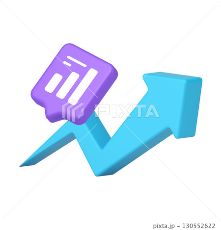 3d Realistic Icon Of Blue Up Arrow With Speech Bubble Containing Rising Graph For Growth Analytics 3d Realistic Icon Of Blue Up Arrow With Speech Bubble Containing Rising Graph For Growth Analytics 130552622