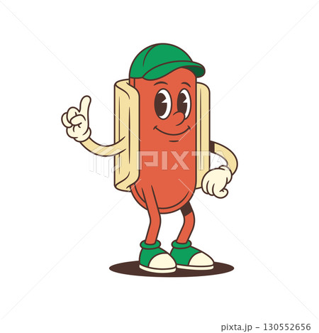 Happy Hotdog Mascot Giving Thumbs Up with Positive Friendly Expression and Casual Style Vector Illustration 130552656
