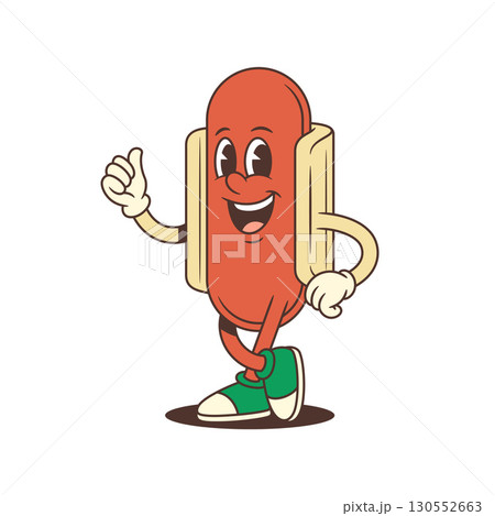 Smiling Hotdog Mascot Giving Thumbs Up with Positive Attitude Vector Illustration 130552663