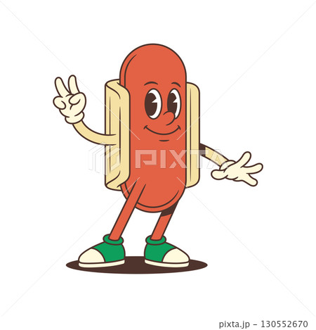 Welcoming Hotdog Mascot with Open Arms and Friendly Smile Vector Illustration Welcoming Hotdog Mascot with Open Arms and Friendly Smile Vector Illustration 130552670