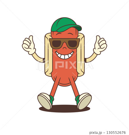Cool Hotdog Mascot Wearing Sunglasses Giving Confident Thumbs Up Pose Vector Illustration Cool Hotdog Mascot Wearing Sunglasses Giving Confident Thumbs Up Pose Vector Illustration 130552676