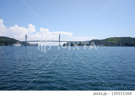 愛媛県　弓削大橋と弓削瀬戸 130553168
