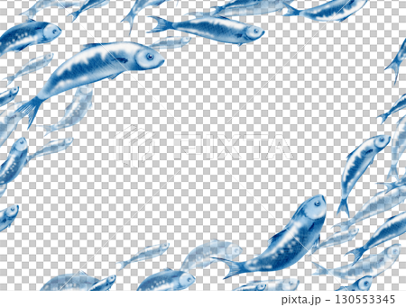 Seamless template of fish sardine-traditional Portuguese dish.Watercolor illustration in monochrome blue colors isolated on white.For seafood menu,print on fabric or tiles,web page backgrounds Seamless template of fish sardine-traditional Portuguese dish.Watercolor illustration in monochrome blue colors isolated on white.For seafood menu,print on fabric or tiles,web page backgrounds 130553345