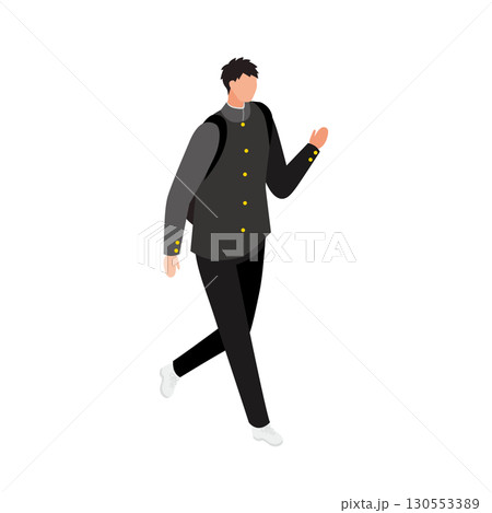 学生服の男子高校生が小走りにするイラスト 130553389