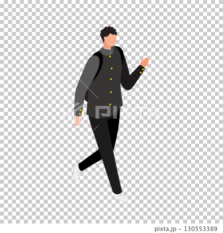 学生服の男子高校生が小走りにするイラスト 130553389