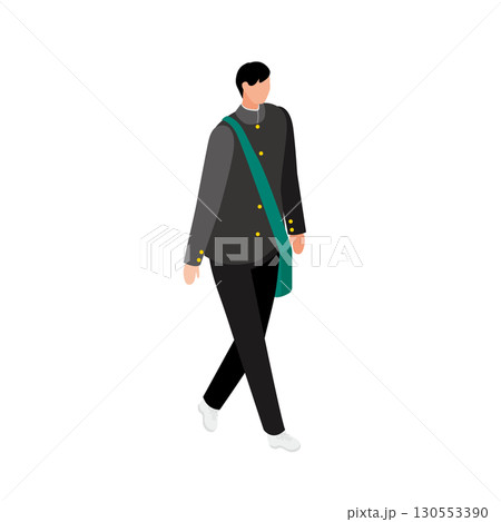 学ラン姿の男子学生が歩くイラスト 130553390