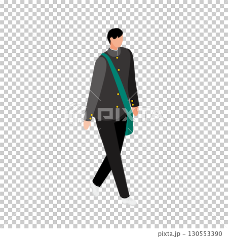 学ラン姿の男子学生が歩くイラスト 130553390