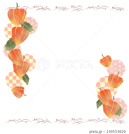 和風ほおずきフレーム（正方形） 130553620