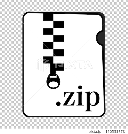 ZIPファイル形式 圧縮ファイル モノクロ 130553778