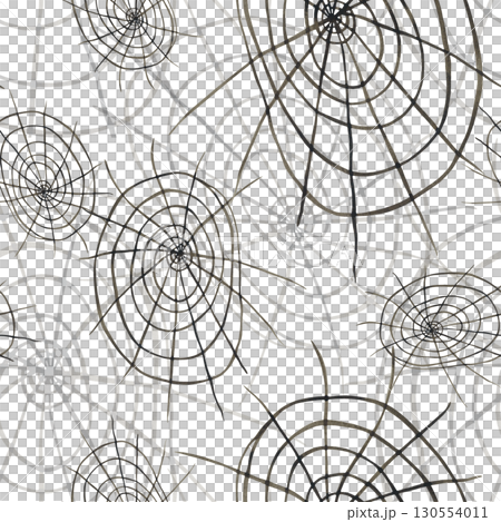 Seamless pattern for halloween from spider web. Watercolor illustration hand drawn, cartoon. Drawing for ribbons, invitations, banner. October, halloween, holiday, fun 130554011