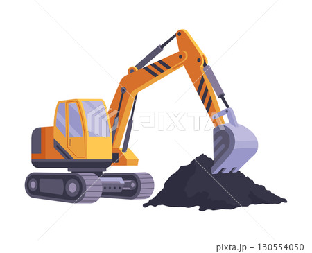 A Heavy Equipment Excavator is operating on a Construction Site 130554050