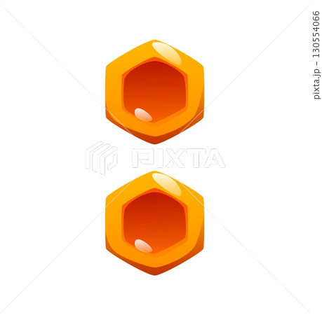 Honey font, honeycomb punctuation colon. Sweet honey harvest English alphabet font punctuation mark, honey bee farm vector English typeset special symbol. Beekeeping farming kids ABC type sign 130554066