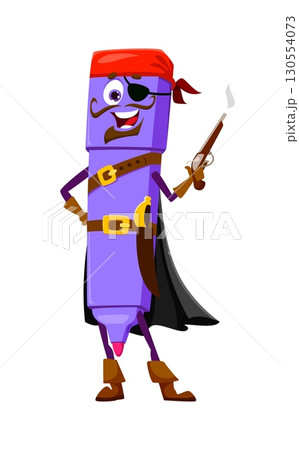 Cartoon felt tip pen education school stationery pirate and corsair crew character. Isolated vector painting tool personage, brandishing a steaming gun, exuding swashbuckling charm and adventure Cartoon felt tip pen education school stationery pirate and corsair crew character. Isolated vector painting tool personage, brandishing a steaming gun, exuding swashbuckling charm and adventure 130554073
