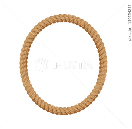 Cartoon round rope frame, Caribbean pirates or corsairs icon forms an oval border. Vector twisted lace loop. Nautical and rustic thick cord, gui game element of sailor skill, and maritime themes 130554235