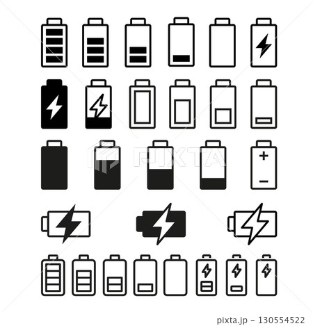 Set of battery icons. Energy Battery charge symbol. Level battery energy. Vector. 130554522