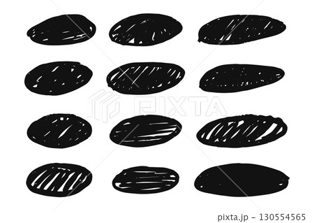 Oval sketch shape in charcoal and ink brush style, grunge organic blob and irregular black spot isolated on white background. Perfect for backgrounds, banners, and decorative design projects. Oval sketch shape in charcoal and ink brush style, grunge organic blob and irregular black spot isolated on white background. Perfect for backgrounds, banners, and decorative design projects. 130554565
