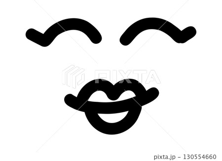 Hand-drawn doodle face icon with closed eyes and puckered lips simple cute sketch symbol of affection and calm isolated on white background for creative projects. Hand-drawn doodle face icon with closed eyes and puckered lips simple cute sketch symbol of affection and calm isolated on white background for creative projects. 130554660