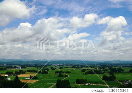 円万寺観音山から見える居久根（いぐね）のある風景 130555365