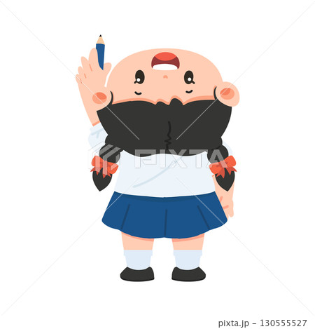 Cartoon Schoolgirl Holding Pencil Upside Down Cartoon Schoolgirl Holding Pencil Upside Down 130555527