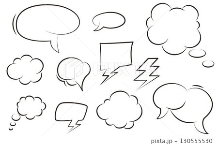 Comic speech bubbles, hand drawn doodle set Comic speech bubbles, hand drawn doodle set 130555530