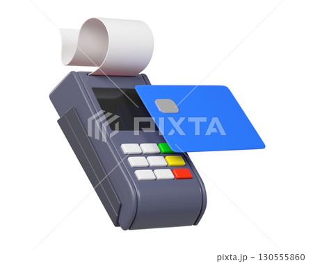 3D POS terminal icon, card reader, payment device 130555860