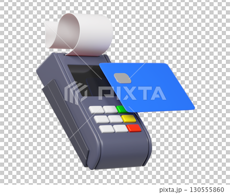 3D POS terminal icon, card reader, payment device 130555860