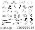 手描きの様々なあしらいベクターイラストセット(モノクロ線画) 130555916