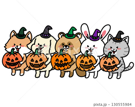 ハロウィン楽しいね 柴犬プードル狸ウサギ猫 ハロウィン楽しいね 柴犬プードル狸ウサギ猫 130555984