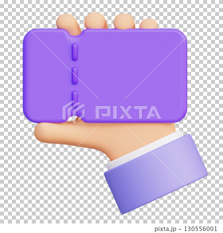 cartoon style Hand holding a coupon 3D graphic 130556001