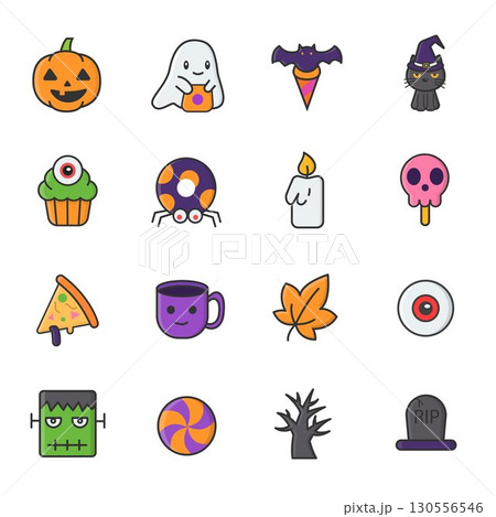 Halloween Cute Icon Set Halloween Cute Icon Set 130556546