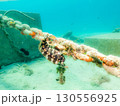 Anchor chain on the bottom of the Adriatic Sea near Losinj, Croatia 130556925