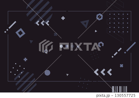 モノトーンのおしゃれでかわいい配信画面　ポップな背景装飾イラスト　フレーム　スタイリッシュ 130557725