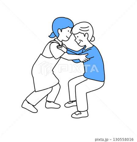 高齢者の立ち上がりを介助する介護士 高齢者の立ち上がりを介助する介護士 130558016