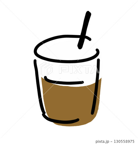 シンプルな手書き風コーヒーのイラスト素材 130558975