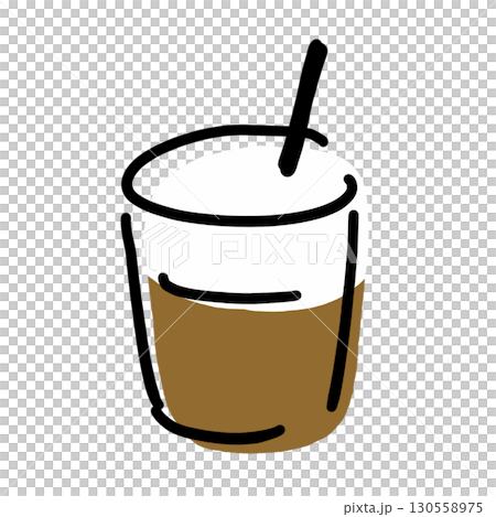 シンプルな手書き風コーヒーのイラスト素材 130558975