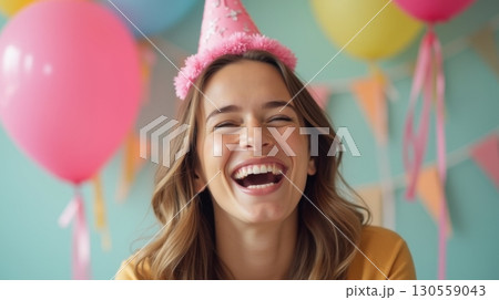 happy girl with colorful balloons happy girl with colorful balloons 130559043