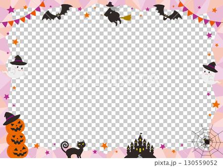 受萬聖節啟發的閃亮橫向框架插圖 130559052