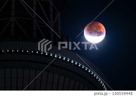 《東京都》皆既月食とスカイツリー・2025年9月8日 《東京都》皆既月食とスカイツリー・2025年9月8日 130559448