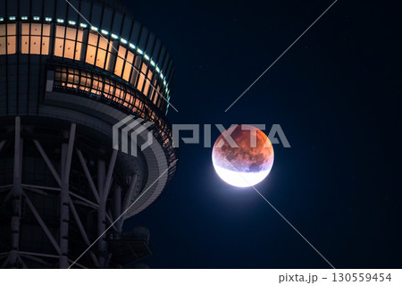 《東京都》皆既月食とスカイツリー・2025年9月8日 《東京都》皆既月食とスカイツリー・2025年9月8日 130559454