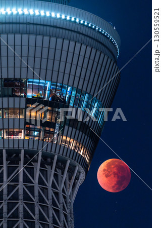 《東京都》皆既月食とスカイツリー・2025年9月8日 《東京都》皆既月食とスカイツリー・2025年9月8日 130559521