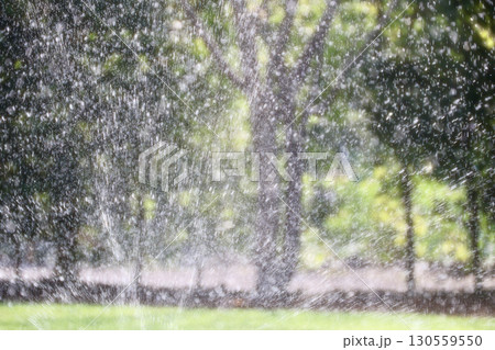 スプリンクラーの飛び散る水 130559550