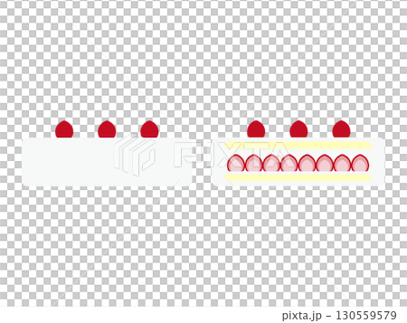 横から見たホールケーキ(イチゴ)のアイコンのイラストのセット 横から見たホールケーキ(イチゴ)のアイコンのイラストのセット 130559579