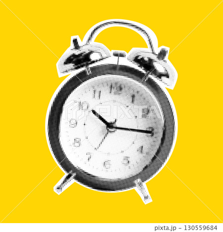 Black and White Alarm Clock Pop Art Style Black and White Alarm Clock Pop Art Style 130559684