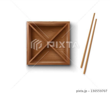 Wooden Bento Box and Chopsticks with Minimalistic Design 130559707